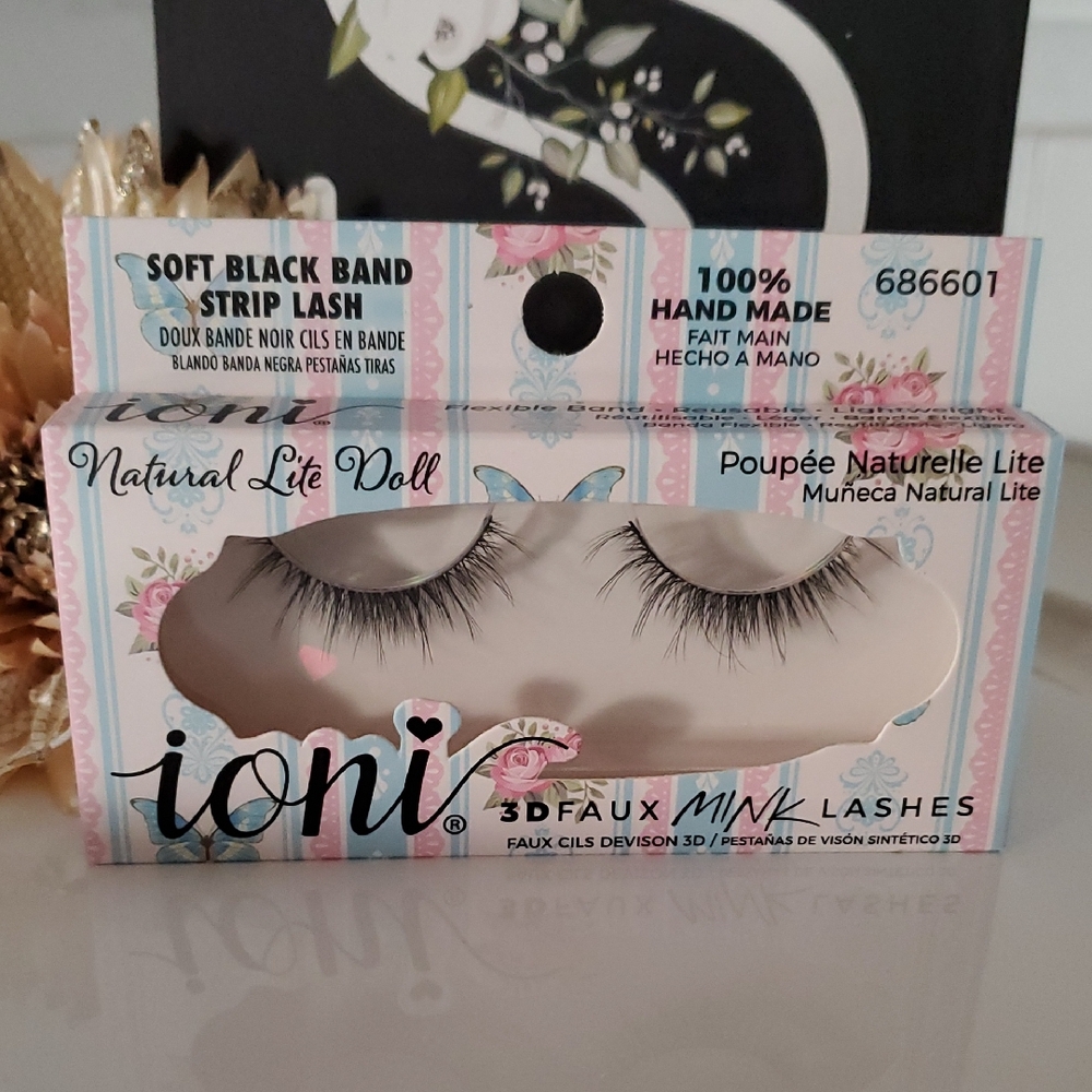 ioni Natural Lite Doll 3D Faux Mink Strip Lashes Handmade (☆5)
